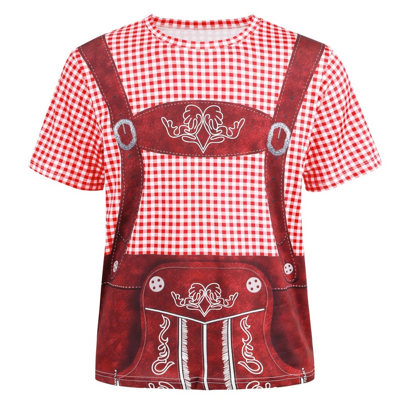 GRAJTCIN Men's Bavarian Oktoberfest Costume Short Sleeve T-Shirt (Medium) Red - Image 1